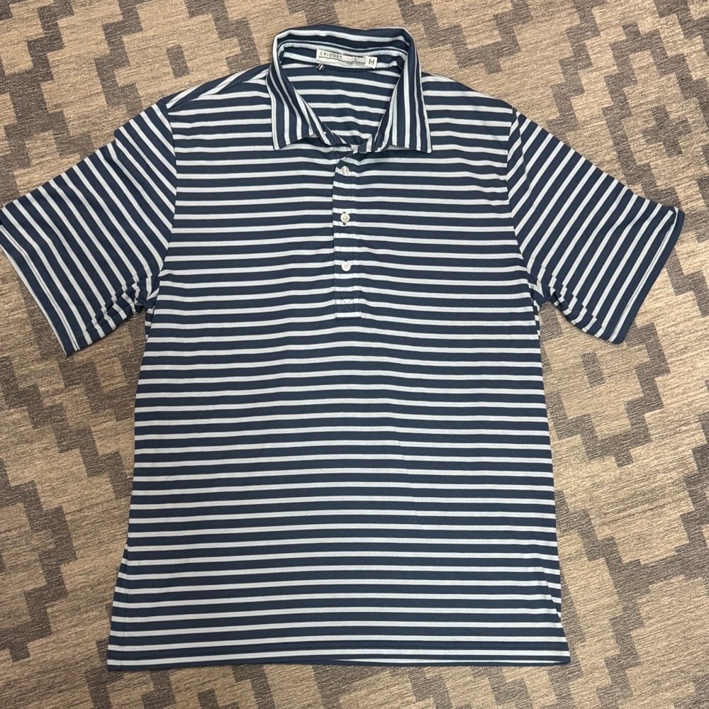 Criquet Navy and White Striped Polo Shirt